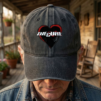 The Cure Heart Logo Denim Cap – Vintage The Cure Band Album Merch Gift for Dad (With Box)