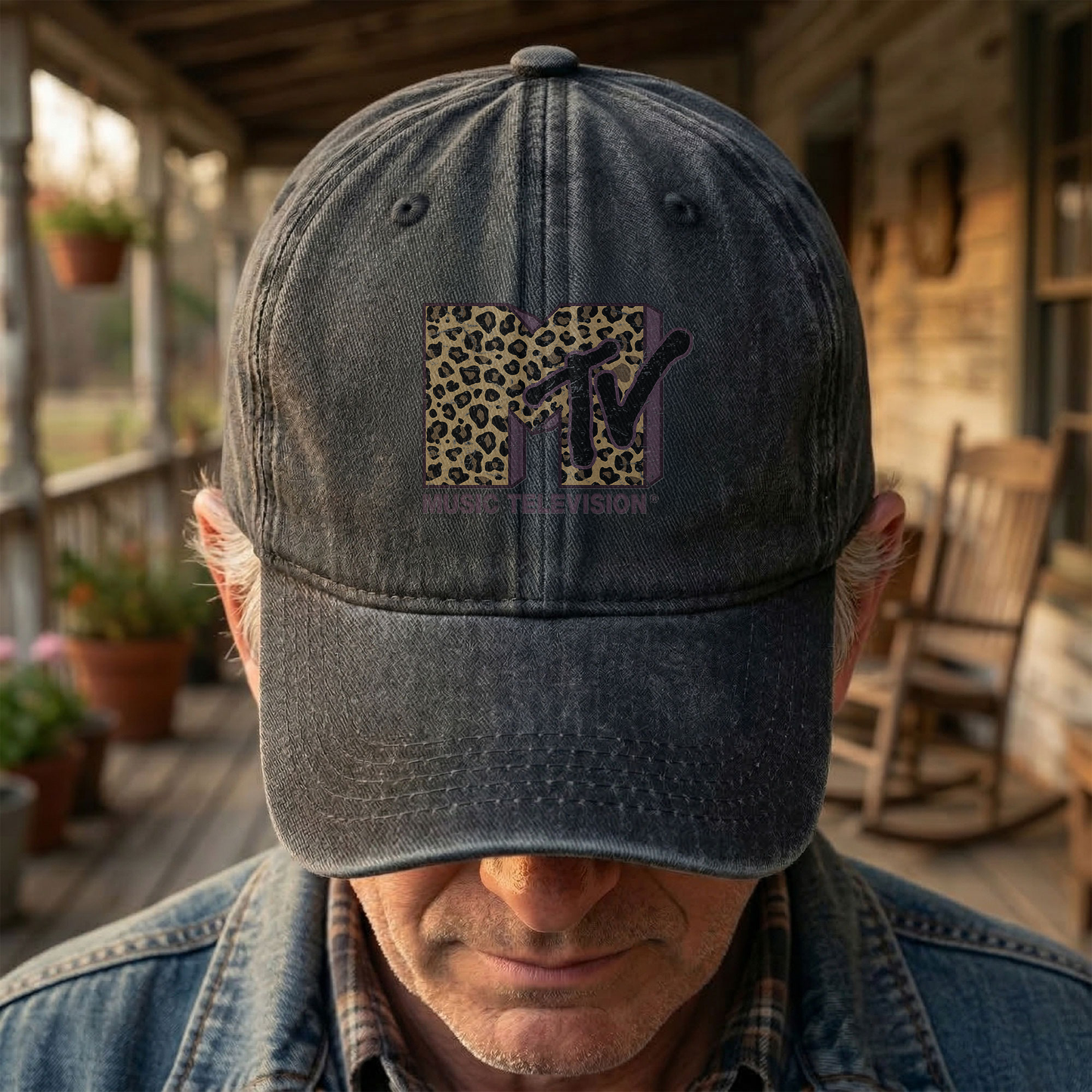 MTV Pink Leopard Logo Cap – Vintage Washed Hat, Retro Music Television Aesthetic Streetwear Hat (With Box)