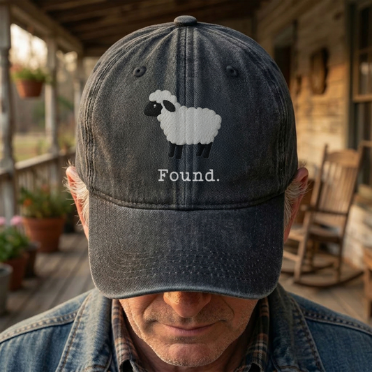 Found Lost Sheep Christian Faith Denim Cap – Vintage Dad Cap Gift For Dad (With Box)