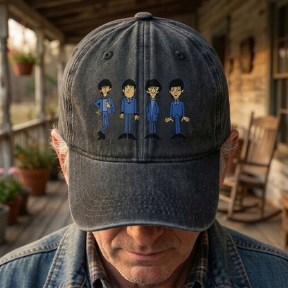 The Beatles Cartoon Series Denim Cap – Retro The Beatles Tribute Merch Dad Hat (With Box)