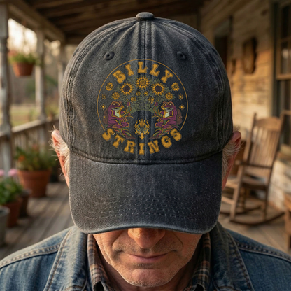 Billy Strings Sunflowers Frog Graphic Cosmic Bluegrass Retro Denim Cap – Retro Vintage Dad Cap Gift For Dad (With Box)
