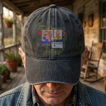 Radiohead 90s Rock Band Graphic Denim Cap – Retro Music Fan Cap Gift For Dad (With Box)