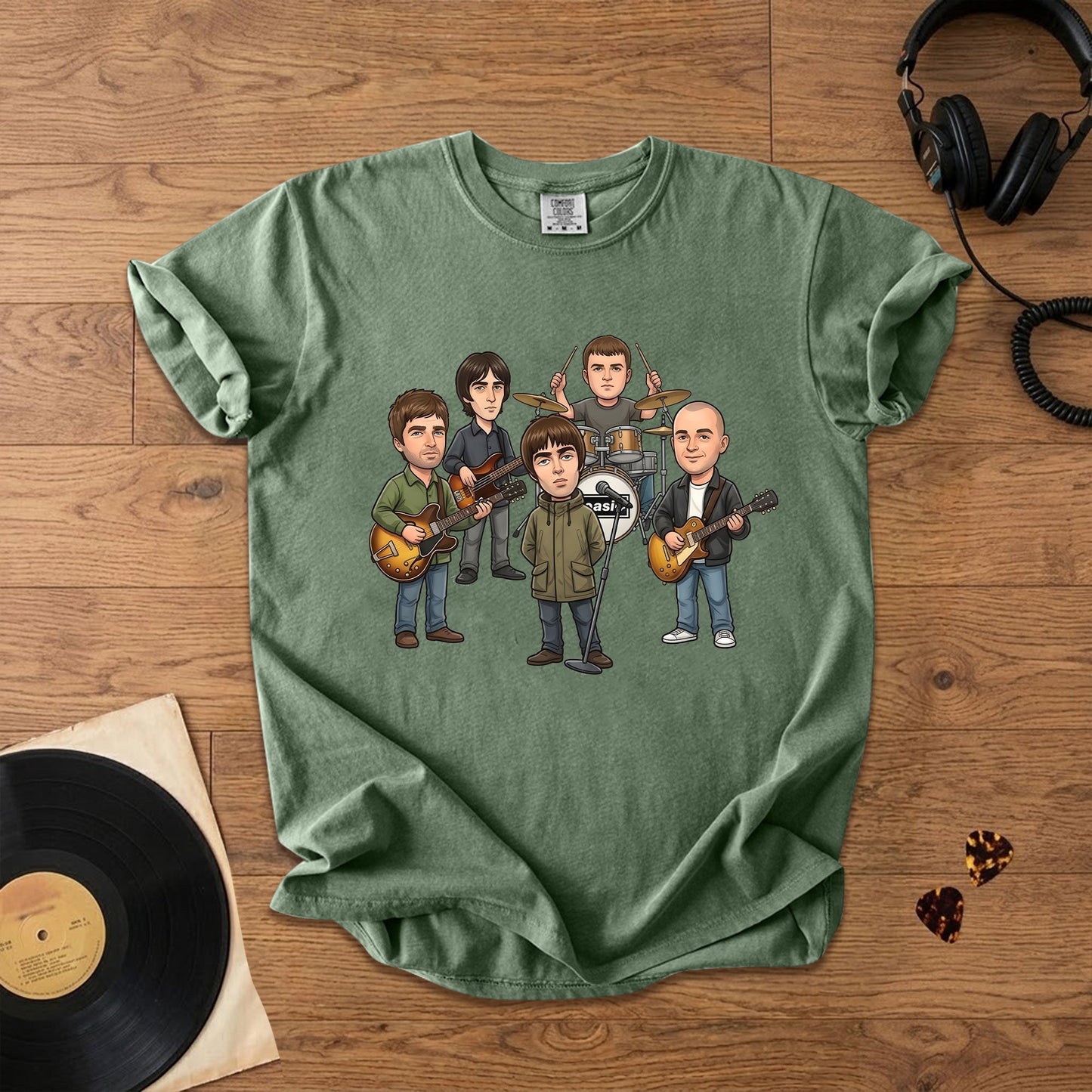 Oasis Cartoon Band Graphic T-Shirt – Britpop Fan Tee