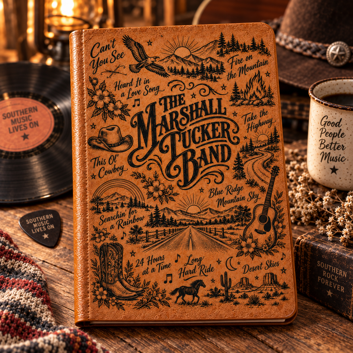 The Marshall Tucker Band Vintage Vegan Leather Notebook – Southern Rock Music Journal & Diary