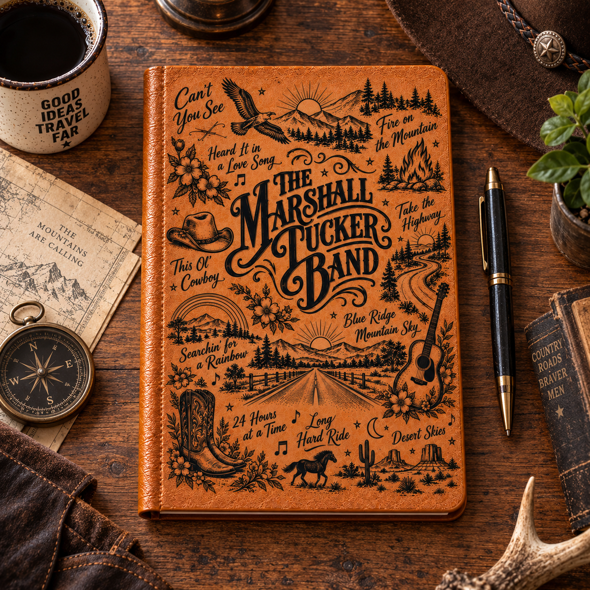 The Marshall Tucker Band Vintage Vegan Leather Notebook – Southern Rock Music Journal & Diary