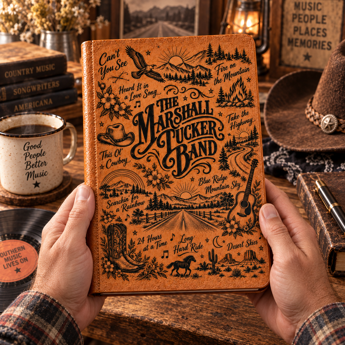 The Marshall Tucker Band Vintage Vegan Leather Notebook – Southern Rock Music Journal & Diary