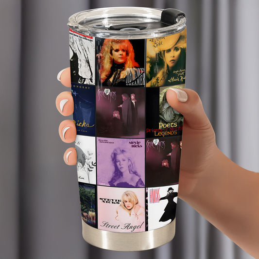 Stevie Nicks Album Collage Tumbler – A Mystical Rock Nostalgia Tribute