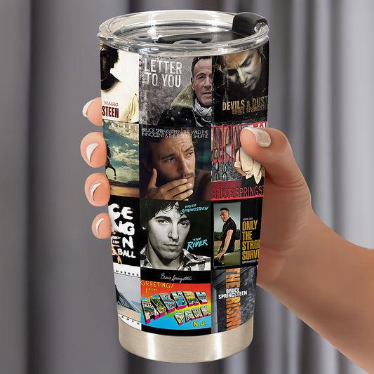 Bruce Springsteen Album Collage Tumbler – A Nostalgic Journey with The Boss