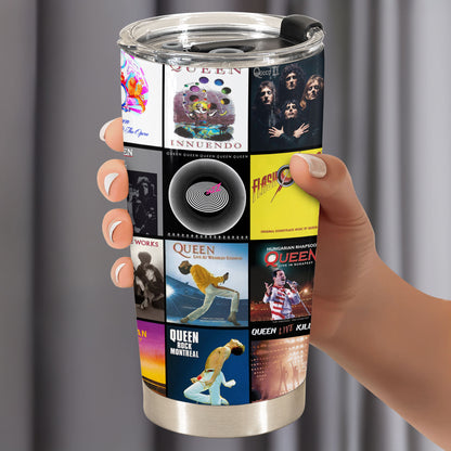 Queen Album Collage Tumbler – A Legendary Rock Nostalgia Tribute