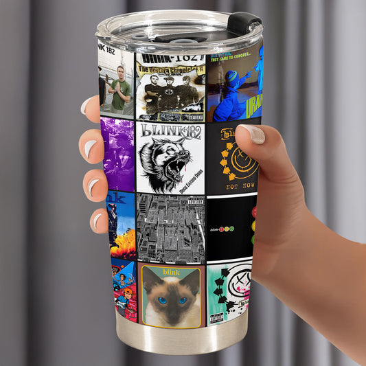 blink-182 Album Collage Tumbler – Pop Punk Nostalgia of Youth