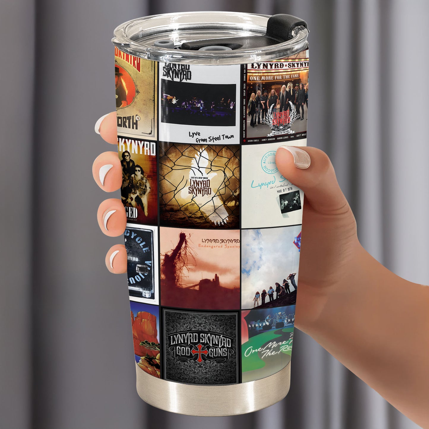 Lynyrd Skynyrd Album Collage Tumbler – A Southern Rock Nostalgia Tribute