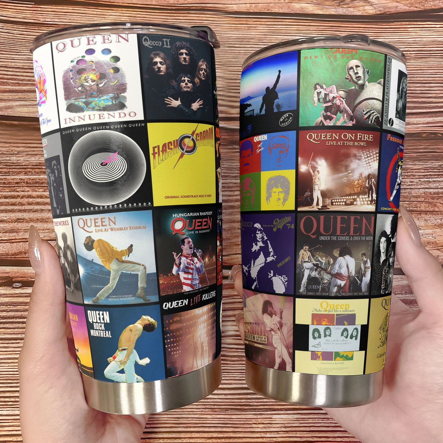 Queen Album Collage Tumbler – A Legendary Rock Nostalgia Tribute