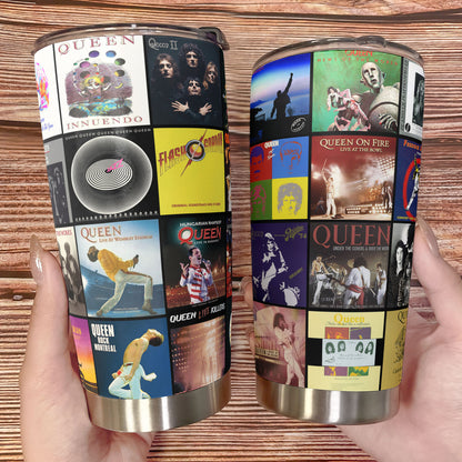 Queen Album Collage Tumbler – A Legendary Rock Nostalgia Tribute