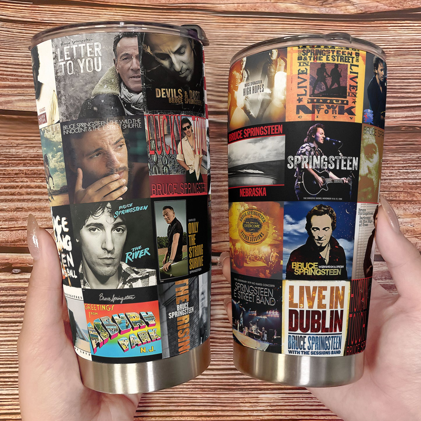 Bruce Springsteen Album Collage Tumbler – A Nostalgic Journey with The Boss