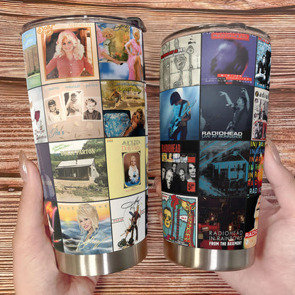 Dolly Parton Album Collage Tumbler – A Nostalgic Tribute to Country Music Icon