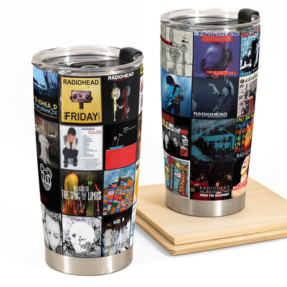Radiohead Album Collage Tumbler – A Nostalgic Journey Through Sound and Emotion