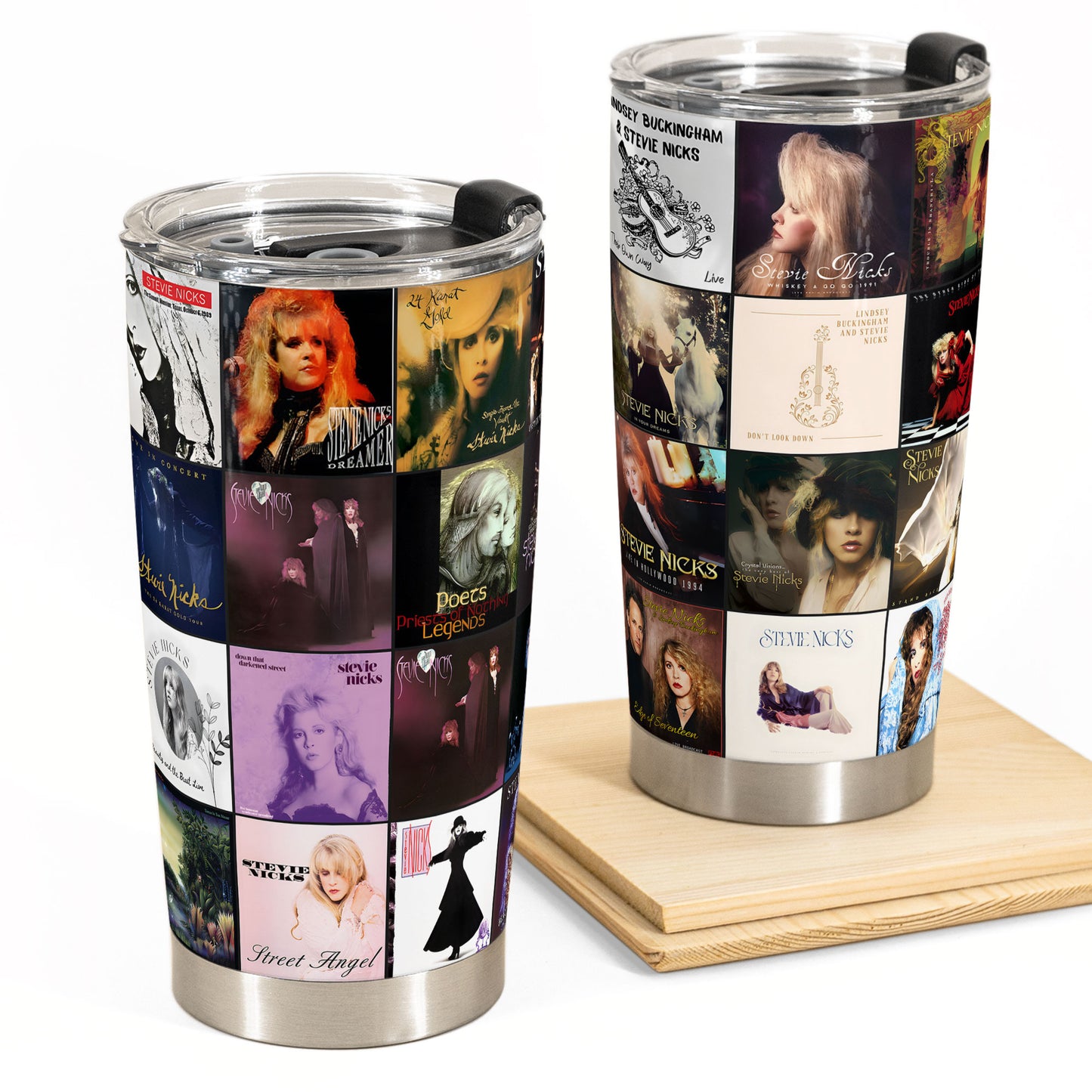 Stevie Nicks Album Collage Tumbler – A Mystical Rock Nostalgia Tribute