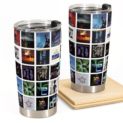 Depeche Mode Album Collage Tumbler – Dark Synth Nostalgia Tribute