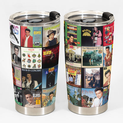 Elvis Presley Vintage Album Collage Tumbler – A Nostalgic Tribute to the King of Rock & Roll