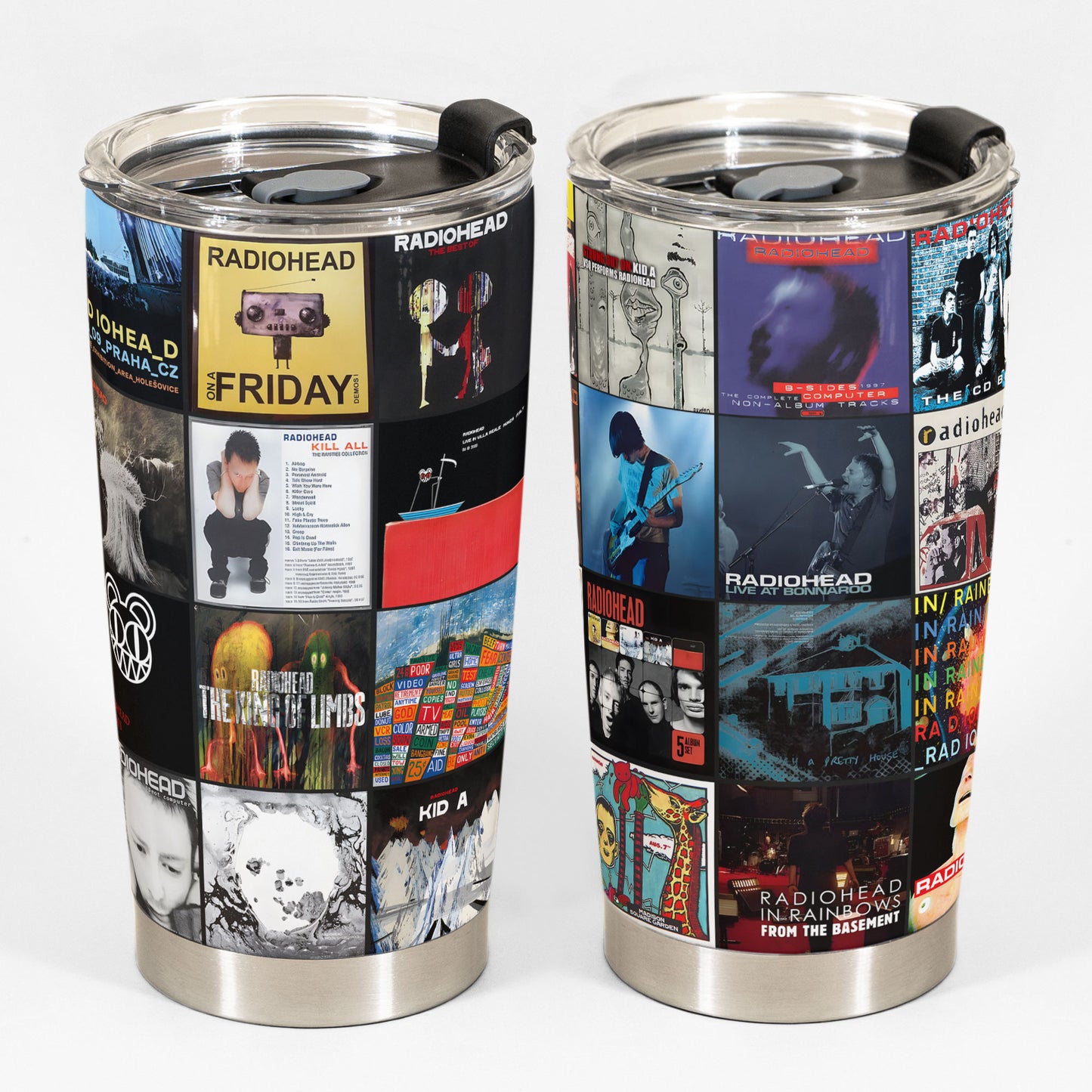 Radiohead Album Collage Tumbler – A Nostalgic Journey Through Sound and Emotion
