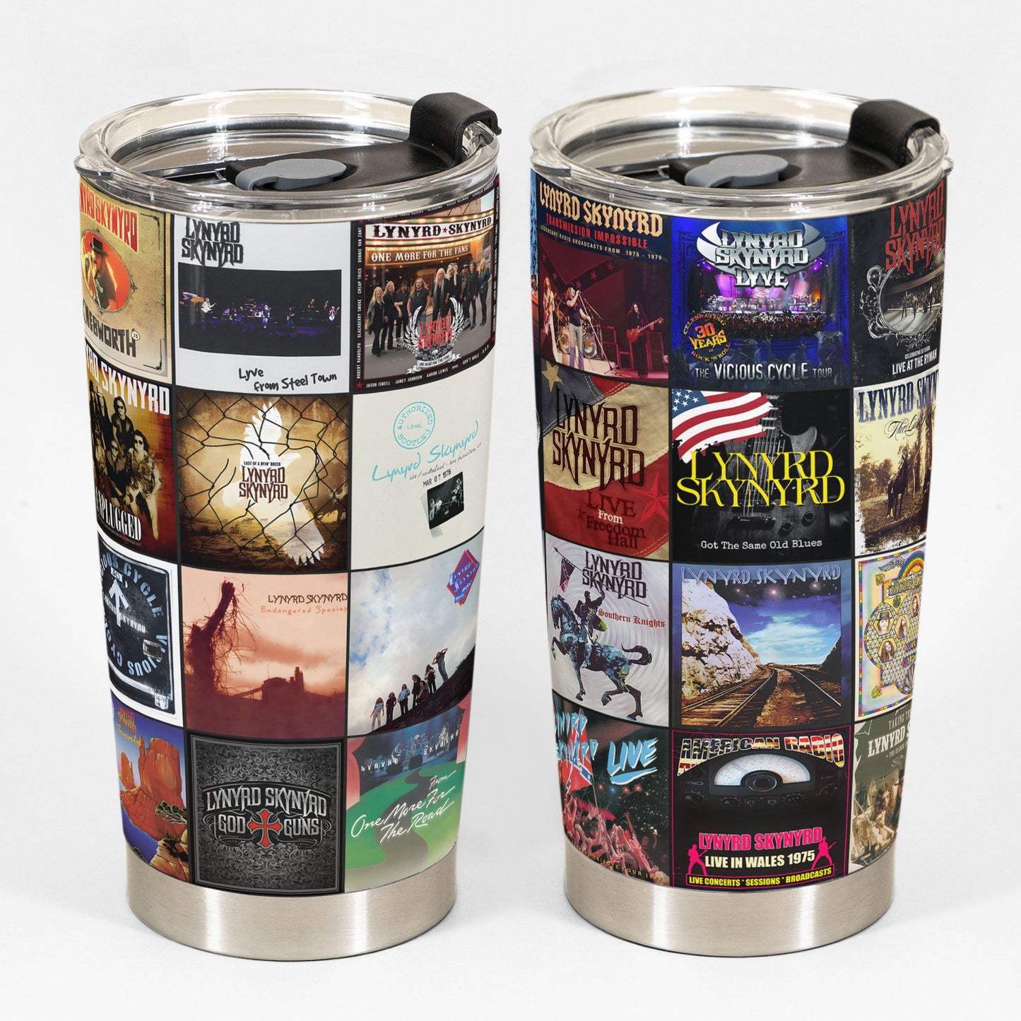 Lynyrd Skynyrd Album Collage Tumbler – A Southern Rock Nostalgia Tribute