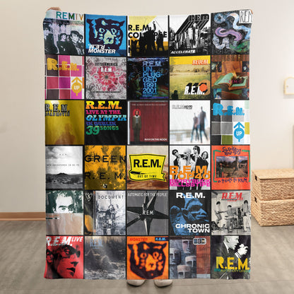 R.E.M. Sherpa Blanket – Classic Album Cover Collage Gift for Indie & Alt-Rock Fans