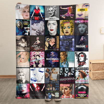 Madonna Sherpa Blanket – Album Cover Collage Pop Icon Throw Blanket