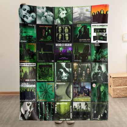 Type O Negative Sherpa Blanket – Iconic Album Cover Collage Cozy Throw for Gothic Metal Fans