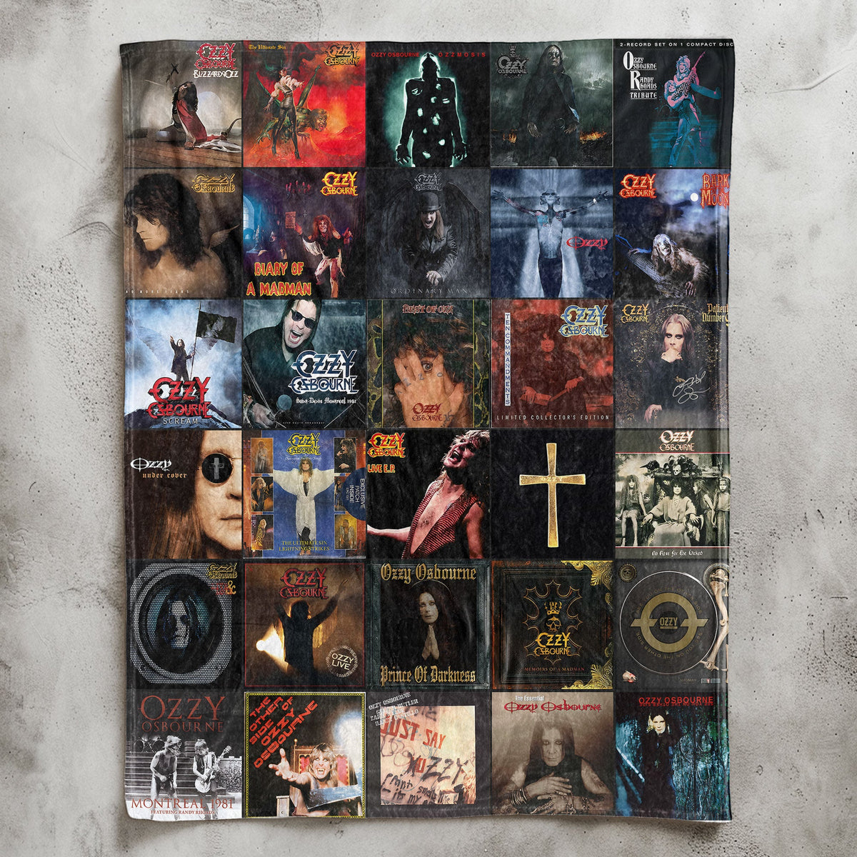 Ozzy Osbourne Sherpa Blanket – Album Cover Collage Heavy Metal Throw Blanket