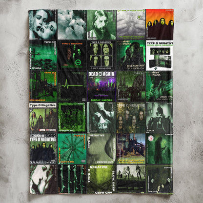Type O Negative Sherpa Blanket – Iconic Album Cover Collage Cozy Throw for Gothic Metal Fans