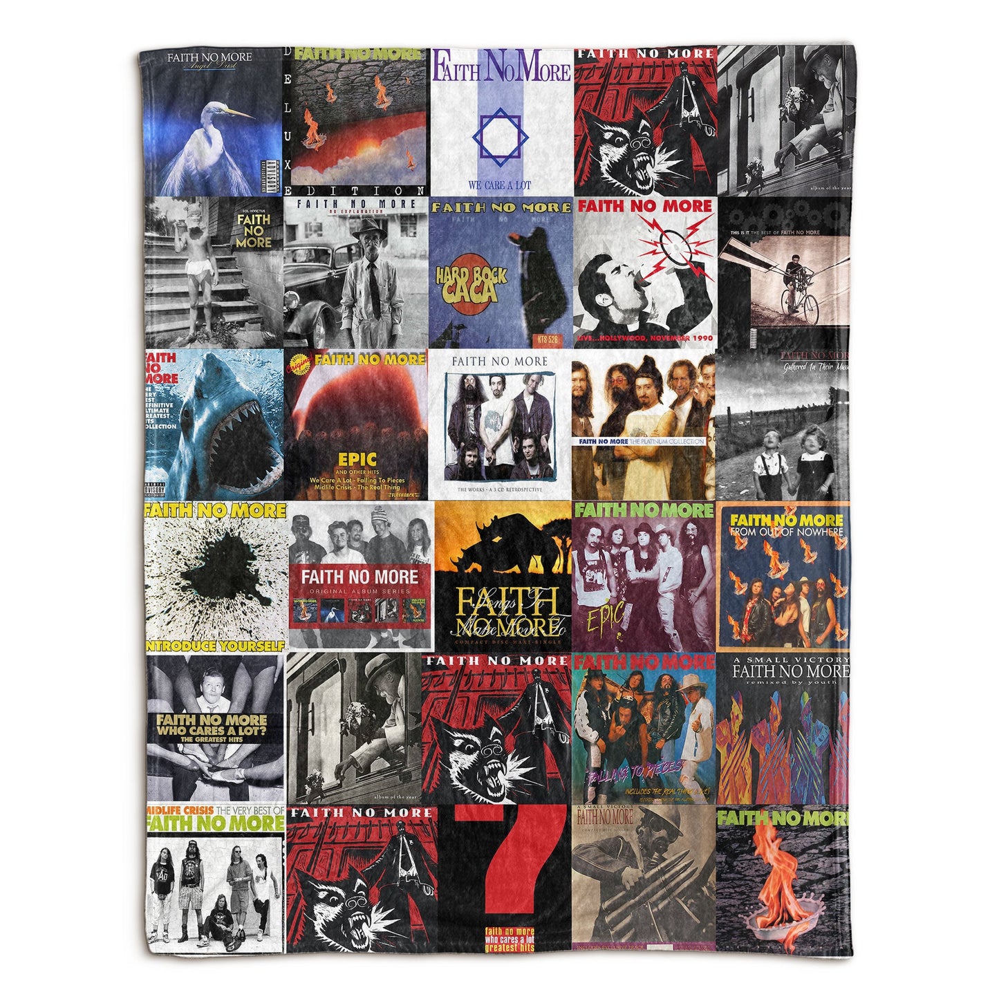 Faith No More Sherpa Blanket – Iconic Album Cover Collage Gift for Rock Fans