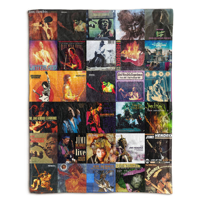 Jimi Hendrix Sherpa Blanket – Iconic Album Cover Collage Gift for Legendary Rock Fans