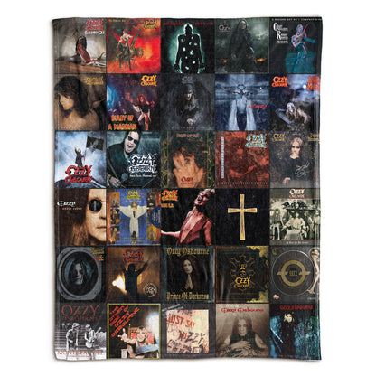 Ozzy Osbourne Sherpa Blanket – Album Cover Collage Heavy Metal Throw Blanket