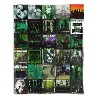 Type O Negative Sherpa Blanket – Iconic Album Cover Collage Cozy Throw for Gothic Metal Fans