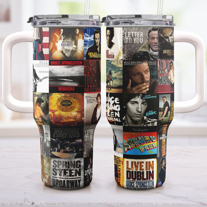 Bruce Springsteen Album Collage Tumbler – A Nostalgic Journey with The Boss
