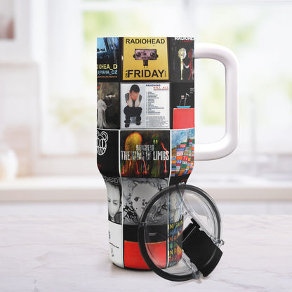 Radiohead Album Collage Tumbler – A Nostalgic Journey Through Sound and Emotion