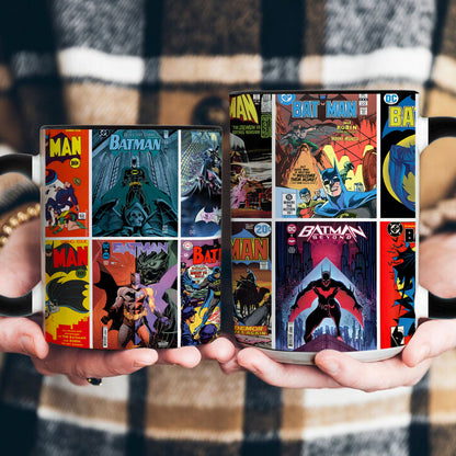 🦇 Batman Comic Covers Accent Mug – Vintage DC Comics Collage Coffee Mug