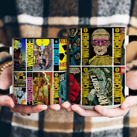 Watchmen Comic Mug – Vintage Graphic Novel Coffee Mug with Black Handle