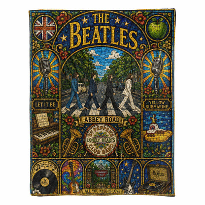 The Beatles Abbey Road Sherpa – Sgt Pepper Stained Glass Blanket