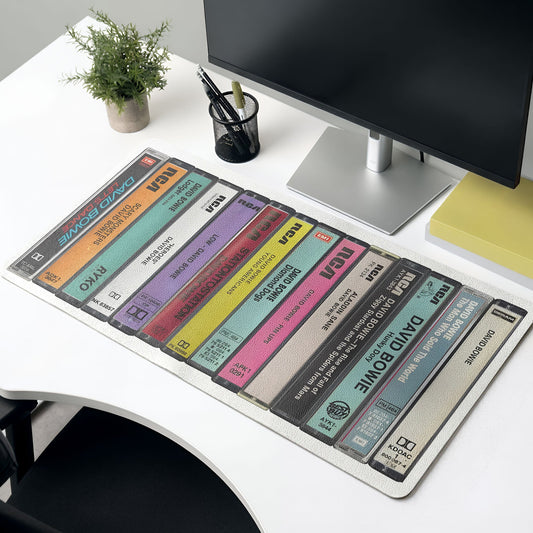 David Bowie Vintage Cassette Tape Stack Desk Mat – Non-slip Office Gift Keyboard Pad Birthday Gift For Music Lovers