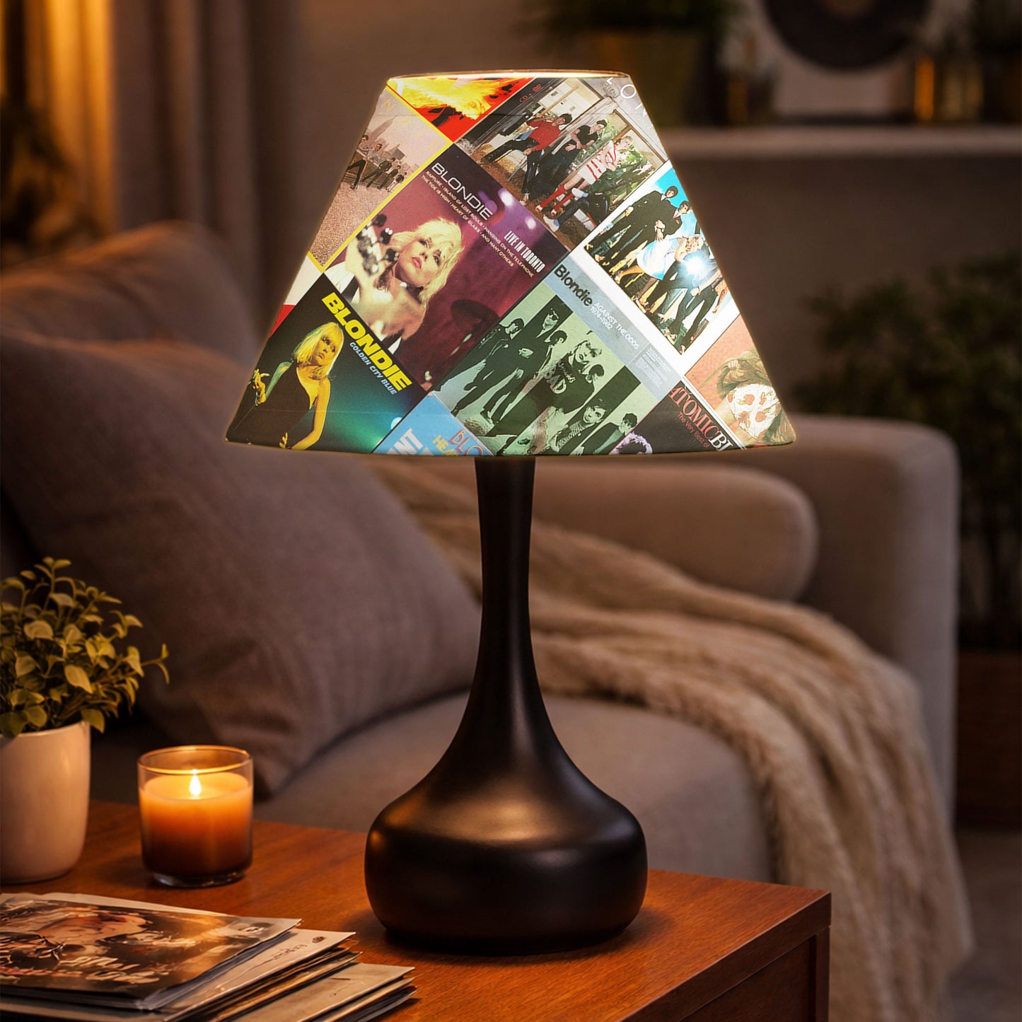 Blondie Table Lamp – Retro New Wave Album Cover Collage Decor