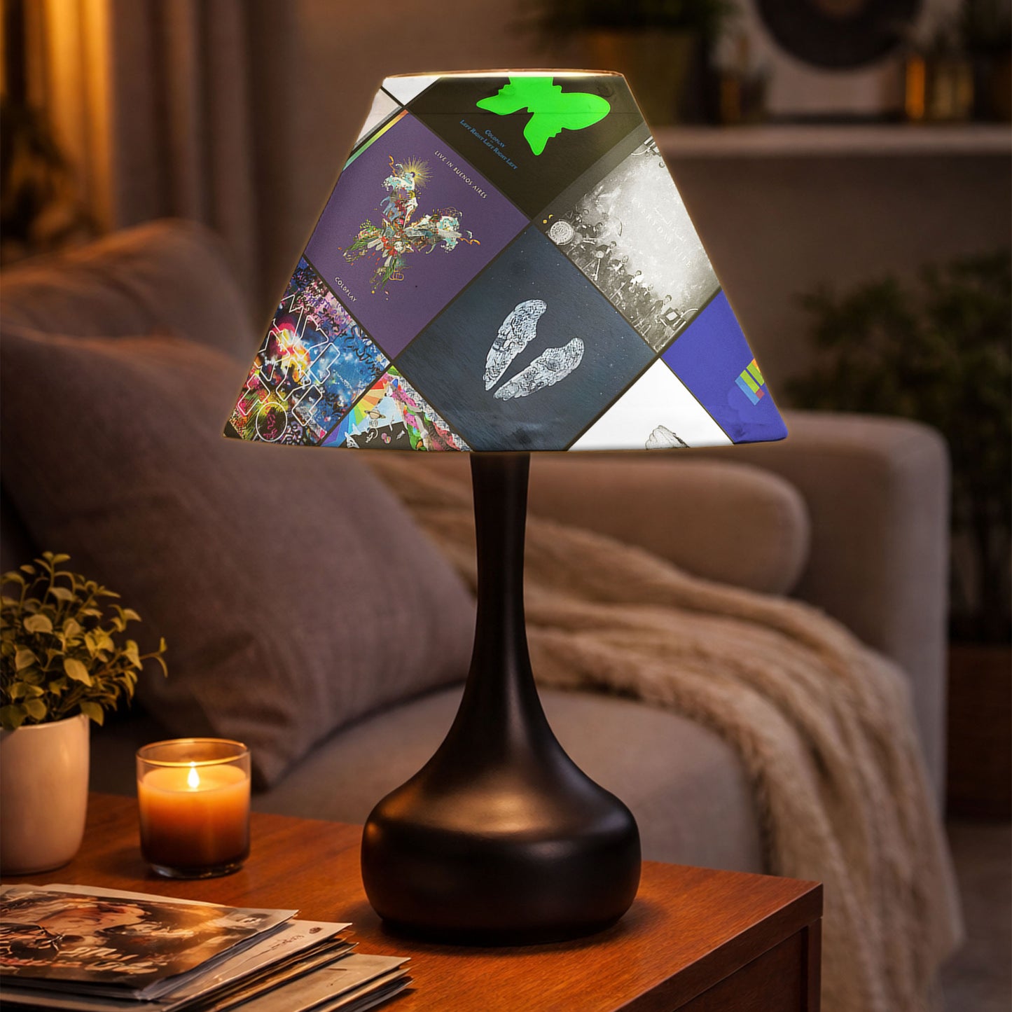 Coldplay Album Collage Table Lamp – Modern Rock Music Decor
