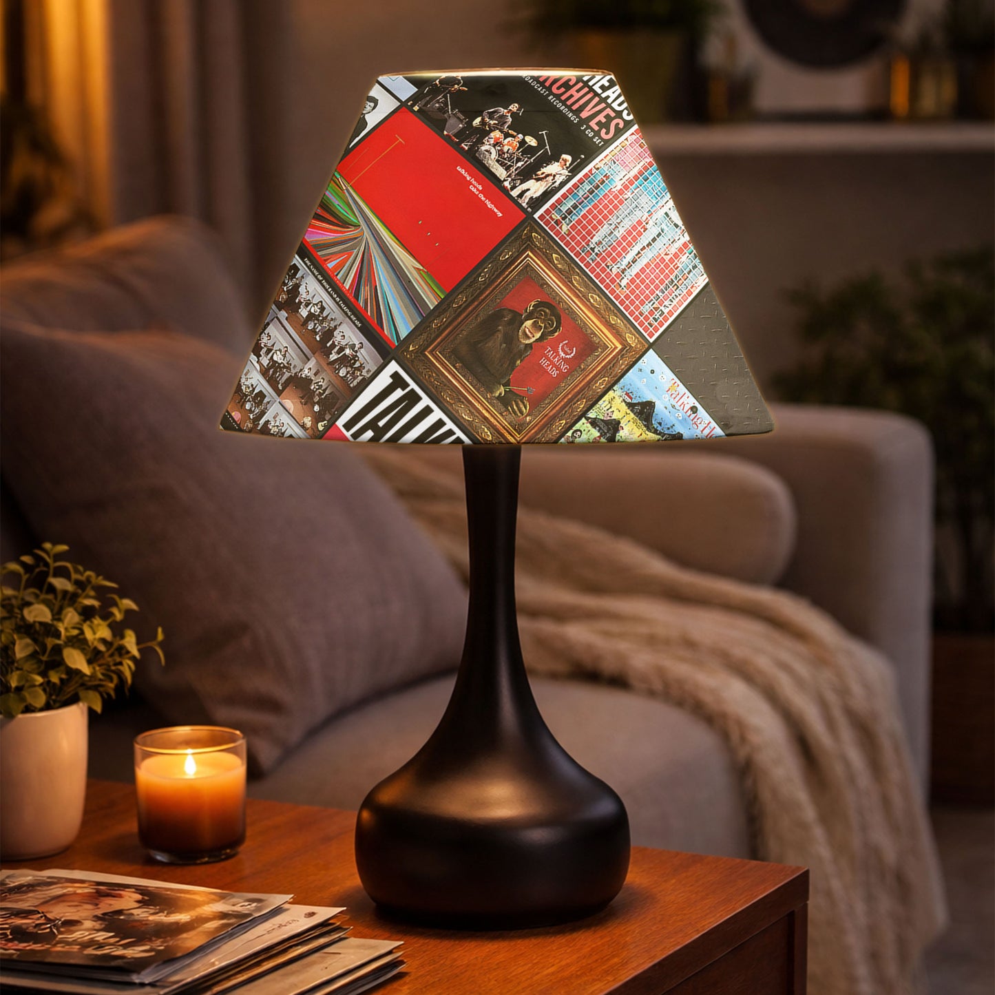 Talking Heads Table Lamp – Cylinder & Pyramid Design Music Decor
