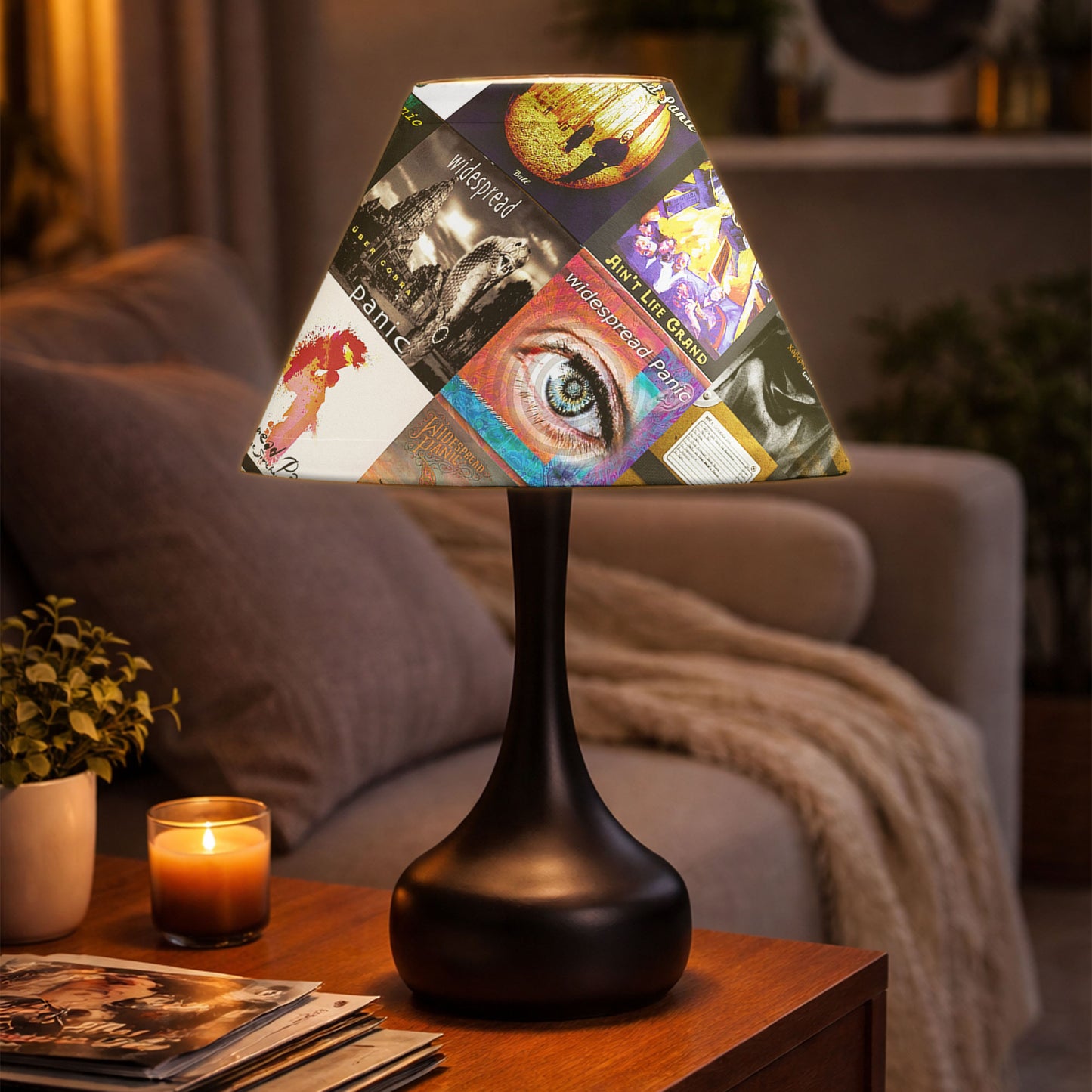 Widespread Panic Table Lamp – Cylinder & Pyramid Design Music Decor