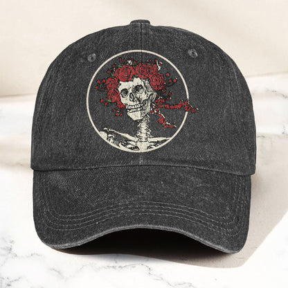 Grateful Dead Denim Dad Cap – Skull & Roses Vintage Design (With BOX)