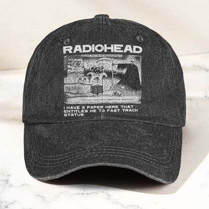 Radiohead Denim Dad Cap – Vintage Washed Alternative Rock Adjustable Hat