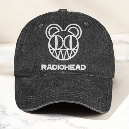 Radiohead Bear Logo Denim Dad Cap – Vintage Washed Alternative Rock Hat
