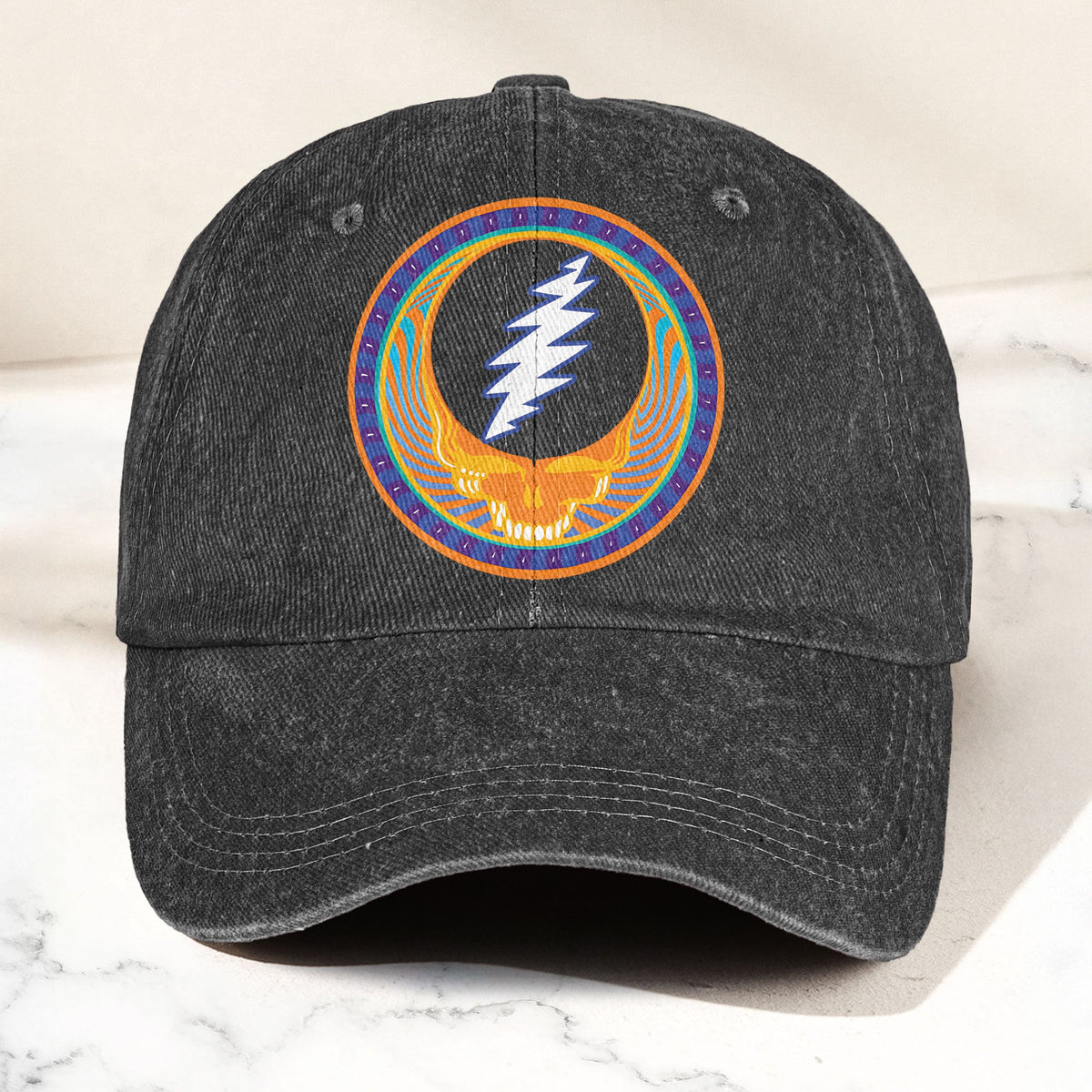 Grateful Dead Denim Dad Cap – Steal Your Face Skull Design (With BOX)