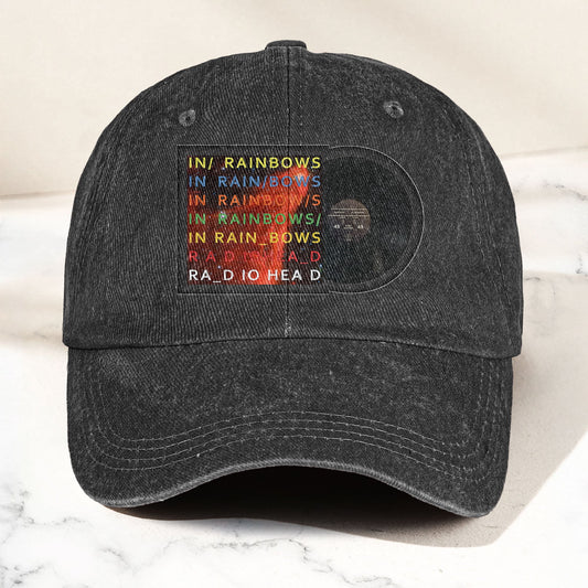 Radiohead In Rainbows Denim Dad Cap – Vintage Washed Alternative Rock Hat