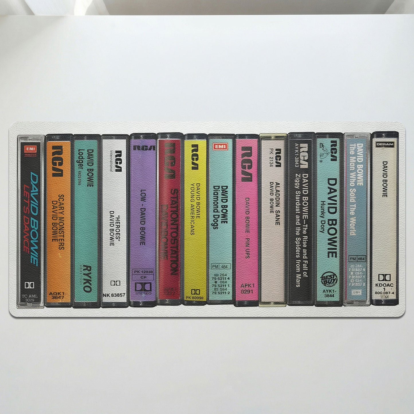 David Bowie Vintage Cassette Tape Stack Desk Mat – Non-slip Office Gift Keyboard Pad Birthday Gift For Music Lovers
